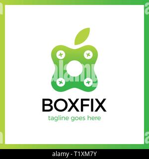 Eco Box Fix Logotype. Repair center Stock Vector