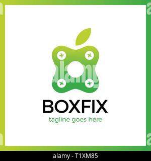 Eco Box Fix Logotype. Repair center. Stock Vector