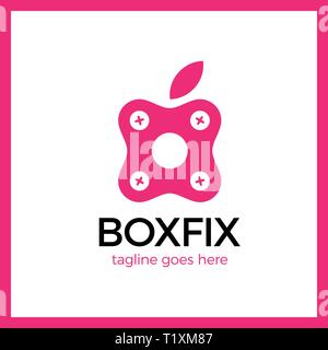 Eco Box Fix Logotype. Repair center Stock Vector