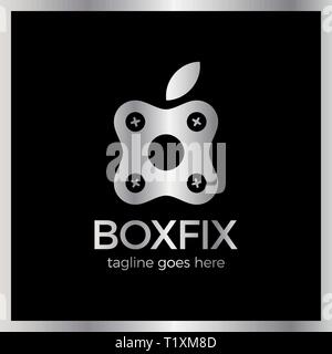 Eco Box Fix Logotype. Repair center Stock Vector