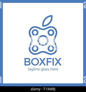 Eco Box Fix Logotype. Repair center Stock Vector