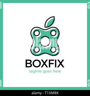 Eco Box Fix Logotype. Repair center Stock Vector