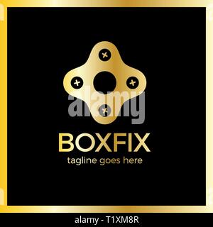 Eco Box Fix Logotype. Repair center Stock Vector