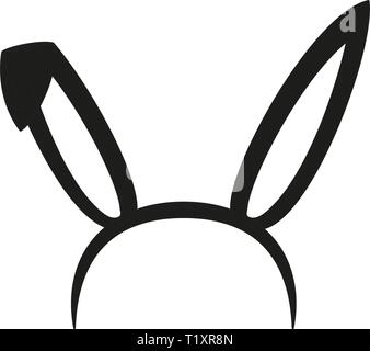 Black and white bunny party ears silhouette Stock Vector