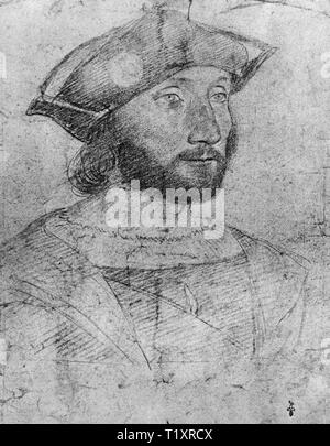 fine arts, Jean Clouet (1480 - 1541), drawing, Guillaume Gouffier, seigneur, Additional-Rights-Clearance-Info-Not-Available