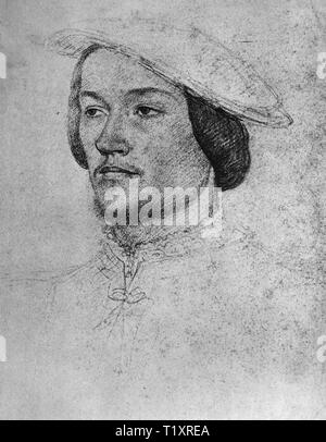 fine arts, Jean Clouet (1480 - 1541), drawing, Jean de Brosse, called Jean de Bretagne, Duc d'Etampes, portrait, 1540, Musee Conde, Chantilly, Additional-Rights-Clearance-Info-Not-Available