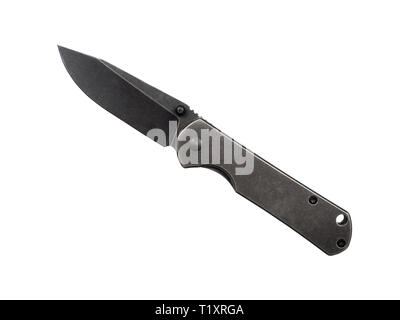 Small tactical knife. A kind of a handy tool. Separated on a white background. Stock Photo