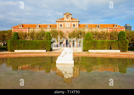 Parliament of Catalonia building in the Citadel Park or Parc de la Ciutadella in Barcelona city, Catalonia region of Spain Stock Photo