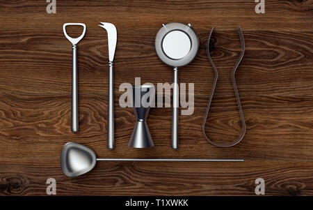 bar tools for making cocktails on background, 3d illustration Stock ...