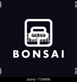 B letter bonsai abstract logo design template Stock Photo
