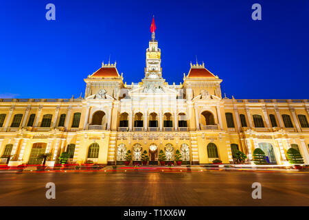 Ho Chi Minh City Hall or Saigon City Hall or Committee Head office is a building in a French colonial style in Ho Chi Minh, Vietnam Stock Photo