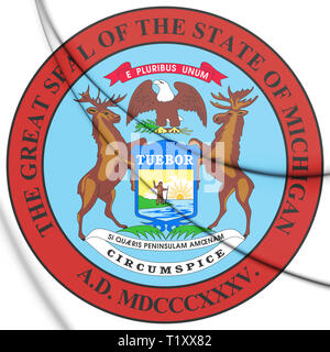3D State Seal of Michigan, USA. 3D Illustration. Stock Photo