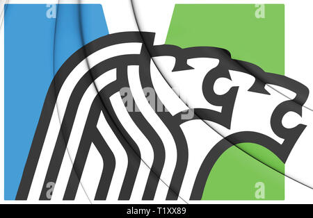 Flag of Saint Louis, Missouri, waving in the wind, sky and sun background.  3d rendering Stock Photo - Alamy