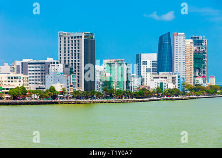 Da Nang city centre skyline aerial panoramic view. Danang is the fourth largest city in Vietnam. Stock Photo