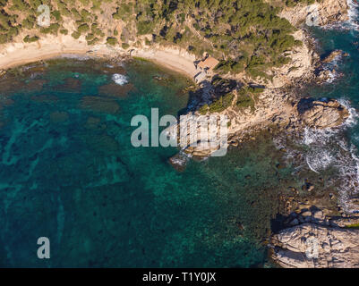 Aerial landscape picture from a Spanish Costa Brava in a sunny day, near the town Palamos Stock Photo