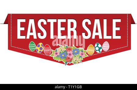 Easter sale banner design on white background, vector illustration Stock Vector