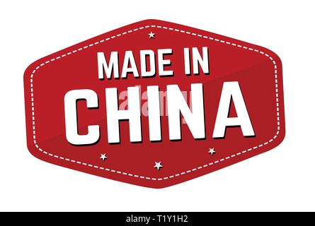 Made in China label or sticker on white background, vector illustration Stock Vector