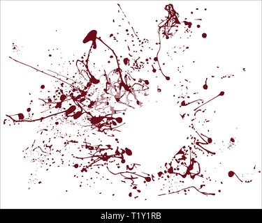 vector splash grunge spill blood red on green background Stock Vector