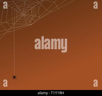 Black widow spider hanging down a string of spider thread and it's web halloween, spooky, isolated, deadly creepy crawler Stock Vector