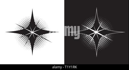 logo, icon, symbolic brilliant diamond northstar on black and white background Stock Vector