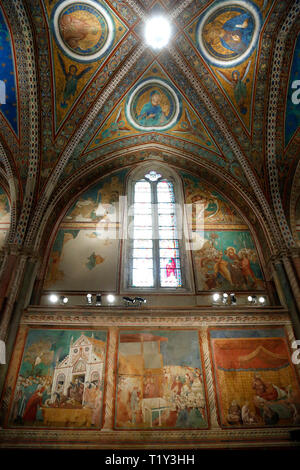 The upper basilica, frescoed by Cimabue Assisi March 29th 2019. The ...