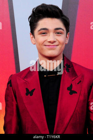 LOS ANGELES, CA - MARCH 28: Actor Asher Angel attends the World Premiere of Warner Bros. Pictures and New Line Cinema's 'Shazam!' on March 28, 2019 at TCL Chinese Theatre in Los Angeles, California. Photo by Barry King/Alamy Live News Stock Photo
