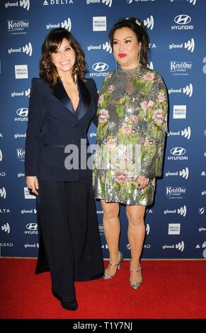 Beverly Hills, CA. 28th Mar, 2019. Gina Gershon, Jennifer Tilly at arrivals for 30th Annual GLAAD Media Awards, The Beverly Hilton, Beverly Hills, CA March 28, 2019. Credit: Elizabeth Goodenough/Everett Collection/Alamy Live News Stock Photo