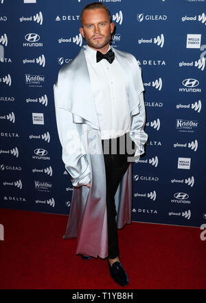 Beverly Hills, United States. 28th Mar, 2019. BEVERLY HILLS, LOS ANGELES, CALIFORNIA, USA - MARCH 28: August Getty arrives at the 30th Annual GLAAD Media Awards held at The Beverly Hilton Hotel on March 28, 2019 in Beverly Hills, Los Angeles, California, United States. (Photo by Xavier Collin/Image Press Agency) Credit: Image Press Agency/Alamy Live News Stock Photo