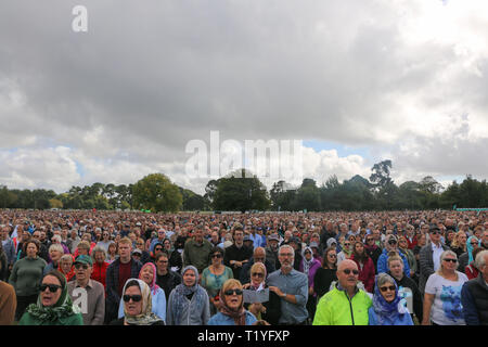 Christchurch, New Zealand. 29th Mar 2019. Thousands of people attended the remembrance sevice for the 50 victims of the Mosque terror attacks. Around 50 people has been reportedly killed in the Christchurch mosques terrorist attack shooting targeting the Masjid Al Noor Mosque and the Linwood Mosque. Credit: SOPA Images Limited/Alamy Live News Stock Photo