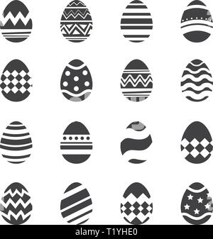 Easter eggs icon isolated background. Set of modern new design with different patterns. Stock Vector