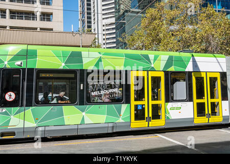 Public transport tram train in Melbourne city centre,Victoria,England Stock Photo