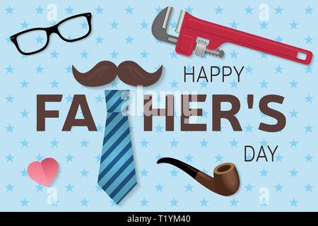 Happy Fathers Day greeting card. Happy Fathers Day poster. Vector illustration. Stock Vector