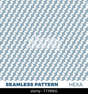 Abstract 3d isometric striped cubes geometric seamless pattern in gray and white, vector Stock Vector