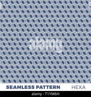 Abstract 3d isometric striped cubes geometric seamless pattern in gray and white, vector Stock Vector