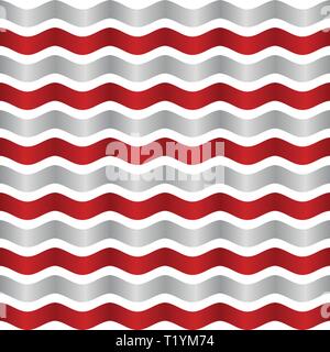Seamless realistic colorful wave with shadow pattern. Lines. Vector illustration Stock Vector