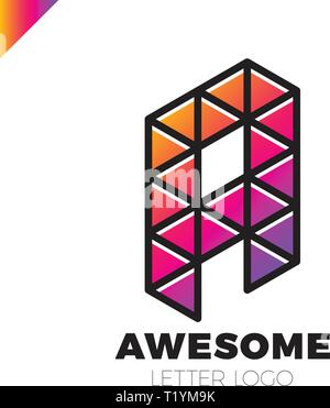 Triangle Letter A Logo Icon. Simple isometric logotype Stock Vector