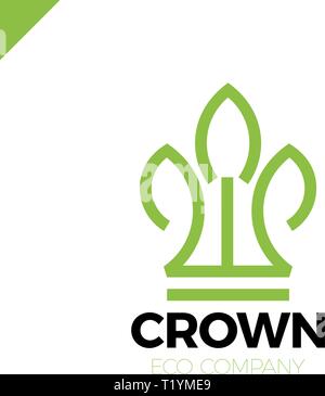 Green Leaves Crown abstract Logo design vector template.  Eco nature Creative Business Logotype concept icon. Stock Vector