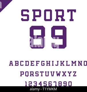 Sport font. Vector alphabet with latin letters and numbers. Stock Vector