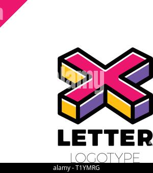 Isometric Letter X logo icon design template elements Stock Vector