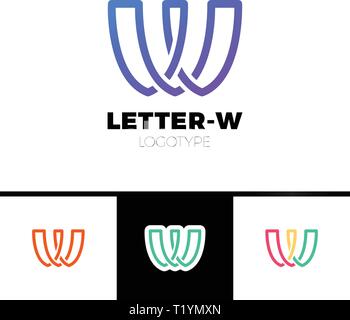 Creative modern unique minimal connected artistic blue color W WV VW V initial based letter icon logo Stock Vector