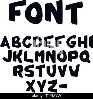 Vector Hand-drawn cute bold Alphabet or font Stock Vector