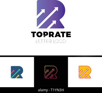 Letter R logo with three negative space arrow logo for transportation, delivery company etc. Stock Vector