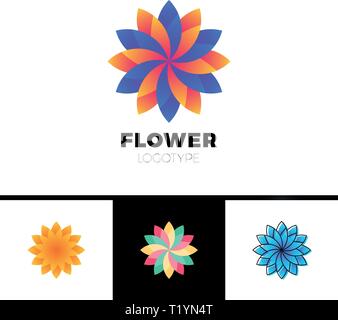 Abstract Flower Resort Spa Logo icon, Isolated in White Background Stock Vector