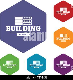 Construction emblem icons vector hexahedron Stock Vector