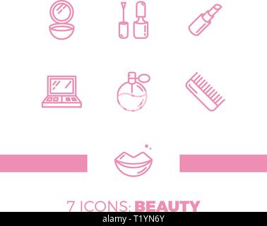 Modern icons set of cosmetics, beauty, spa and symbols collection made in modern linear vector style. Perfect design element for the cosmetics shop, a