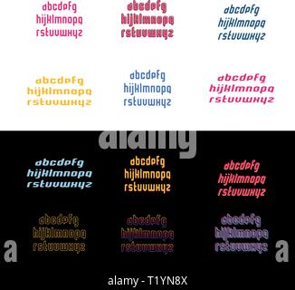 Vector square alphabet simple font and letter set. Font collection Stock Vector