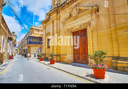 RABAT, MALTA - JUNE 16, 2018: The street of St Paul is one of the central city locations with preserved historical landmarks, such as Ta' Giezu (Nativ Stock Photo