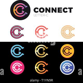 Letter C logo icon design template elements set or collection Stock Vector
