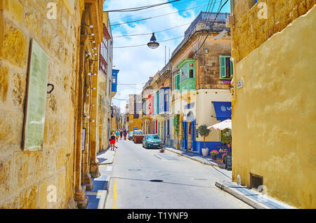 RABAT, MALTA - JUNE 16, 2018: Old town is nice place for the walk, enjoy local cuisine in some small cafe or retaurant, explore traditional architectu Stock Photo