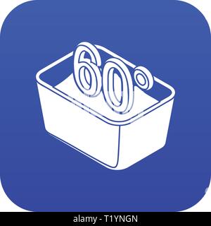Hand wash 60 degrees celsius icon blue vector Stock Vector
